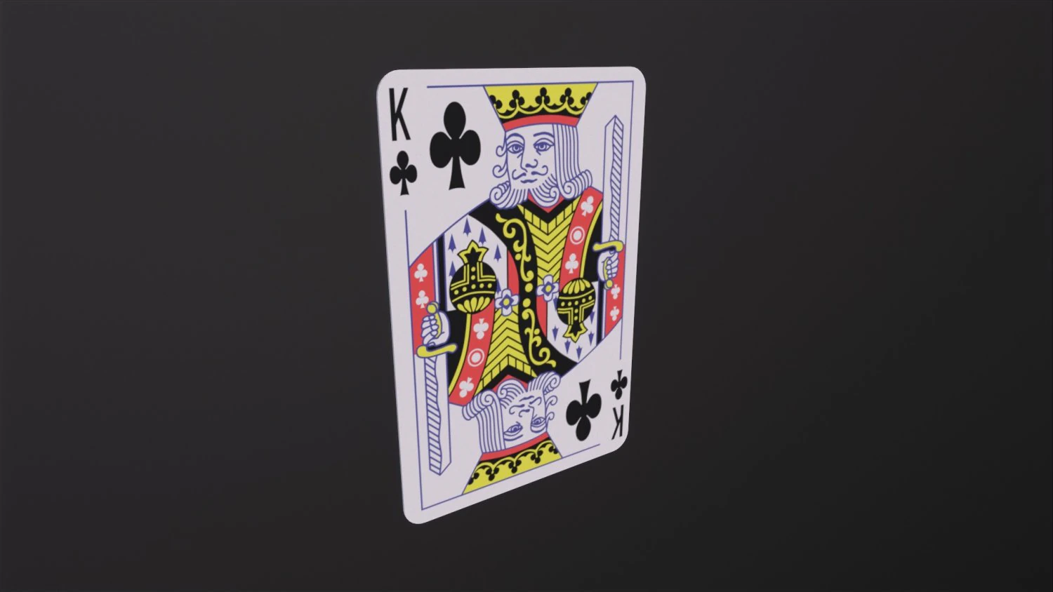 Poker Cards Clubs King 3D Model .c4d .max .obj .3ds .fbx .stl .blend