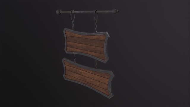 Medieval Wooden Tavern Sign 3D 模型 .c4d .max .obj .3ds .fbx .stl .blend 