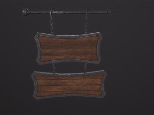 Medieval Wooden Tavern Sign 3D 模型