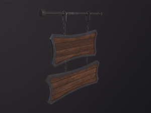Medieval Wooden Tavern Sign 3D 模型