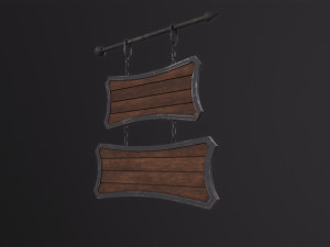 Medieval Wooden Tavern Sign 3D 模型