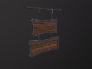 Medieval Wooden Tavern Sign 3D 模型