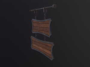 Medieval Wooden Tavern Sign 3D 模型
