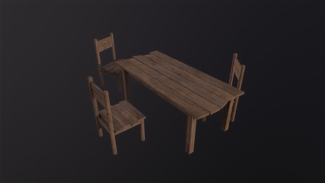 Table and Chairs 3D Model .c4d .max .obj .3ds .fbx .stl .blend 