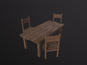 Table and Chairs 3D Model