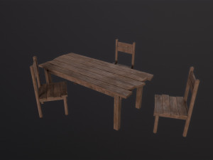 Table and Chairs 3D Model