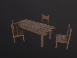 Table and Chairs 3D Model