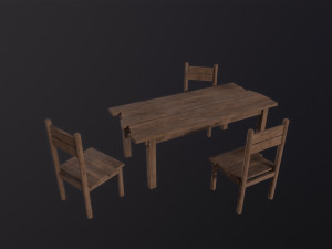 Table and Chairs 3D Model