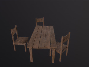 Table and Chairs 3D Model