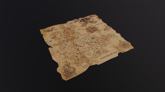 Folding Treasure Map 3D-Modell .c4d .max .obj .3ds .fbx .stl .blend 