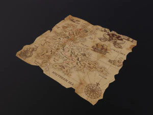 Folding Treasure Map 3D Model
