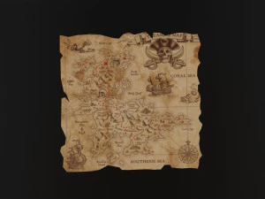 Folding Treasure Map 3D Model