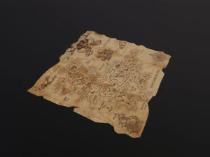 Folding Treasure Map 3D Model
