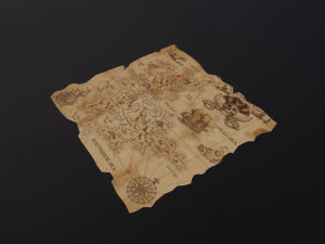 Folding Treasure Map 3D Model