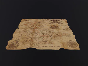 Folding Treasure Map 3D Model