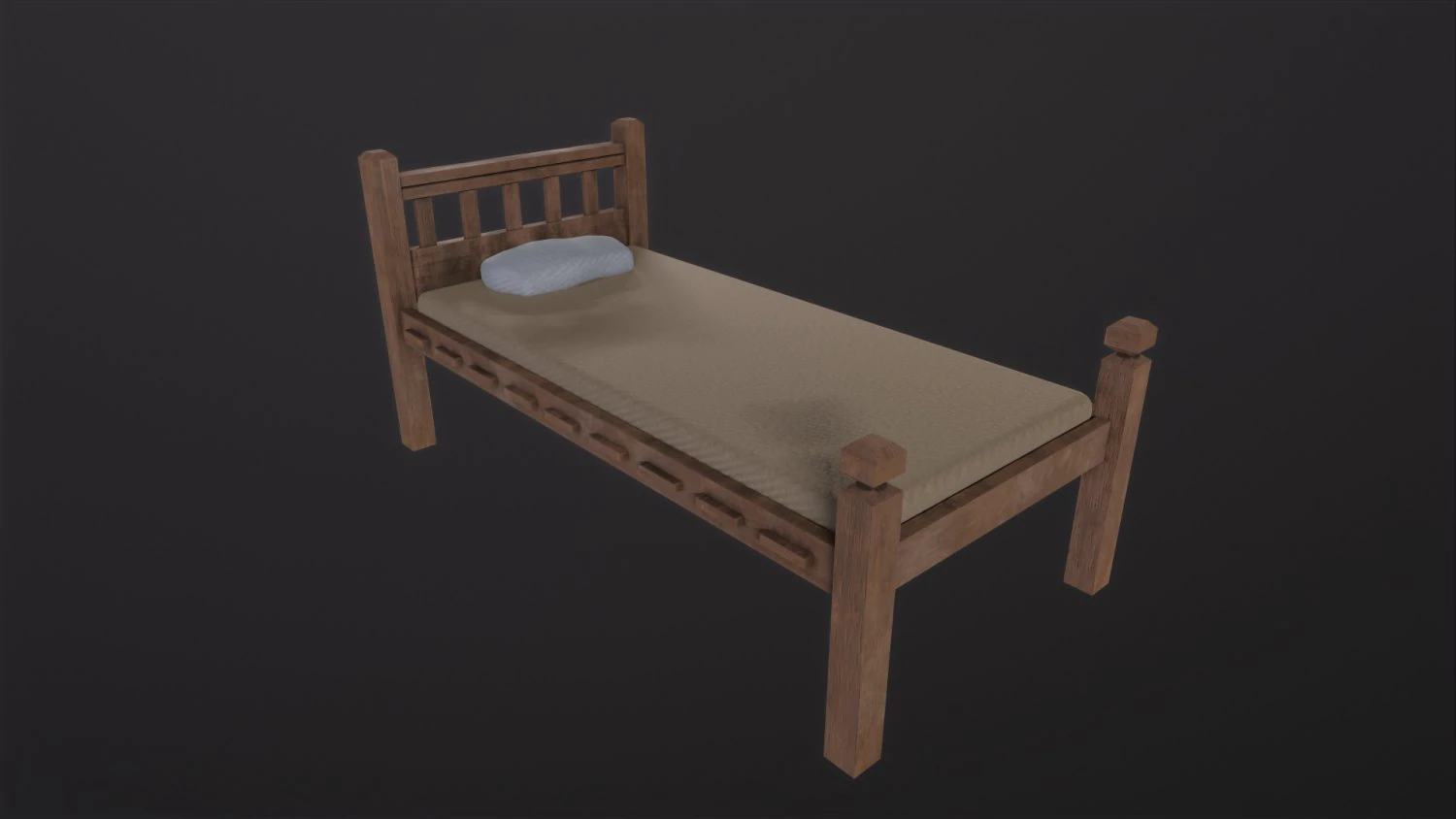 Old Bed 3D Model .c4d .max .obj .3ds .fbx .stl .blend