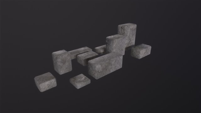 Stone Bricks 3D Model .c4d .max .obj .3ds .fbx .stl .blend 