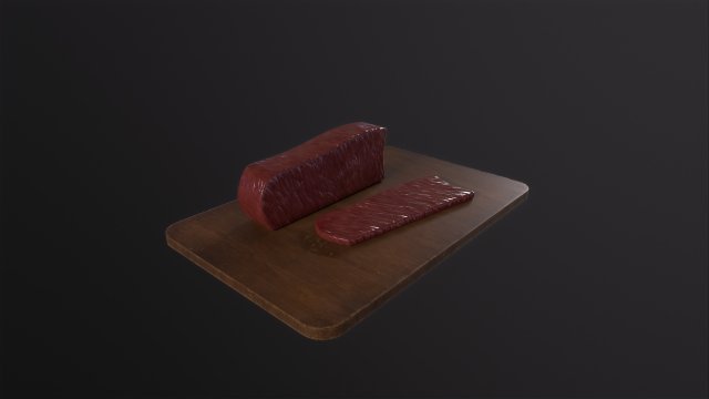 Cutting Board and meat Modello 3D .c4d .max .obj .3ds .fbx .stl .blend 