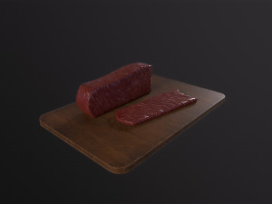 Cutting Board and meat 3D Model