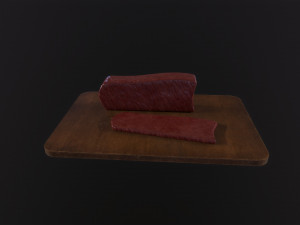 Cutting Board and meat Modello 3D