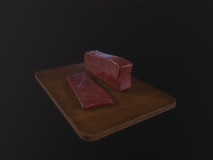 Cutting Board and meat Modello 3D