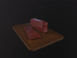 Cutting Board and meat 3D Model