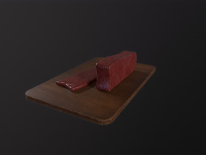 Cutting Board and meat Modello 3D