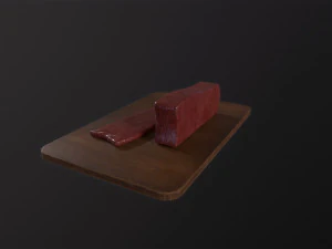 Cutting Board and meat 3D Model