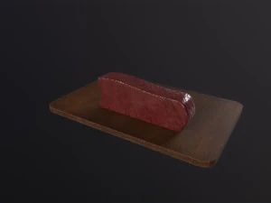 Cutting Board and meat 3D Model