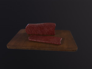 Cutting Board and meat Modello 3D