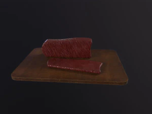 Cutting Board and meat 3D Model