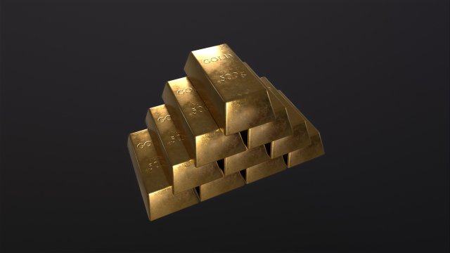 Gold Bars 3D Model .c4d .max .obj .3ds .fbx .stl .blend 