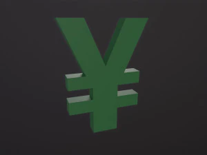 S&iacute;mbolo do iene Modelo 3D