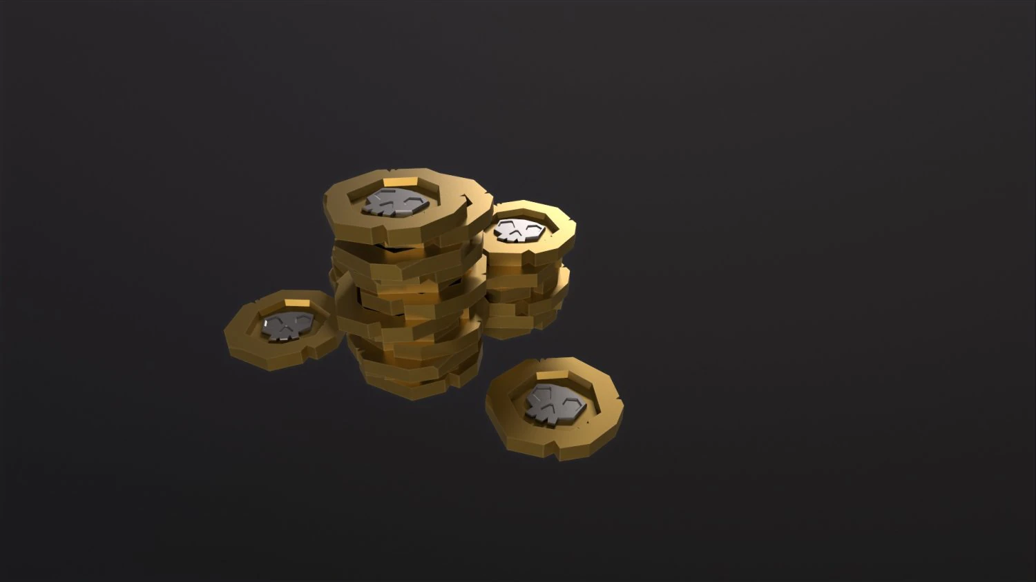 Stylized Pirate Coin 3D Model .c4d .max .obj .3ds .fbx .stl .blend