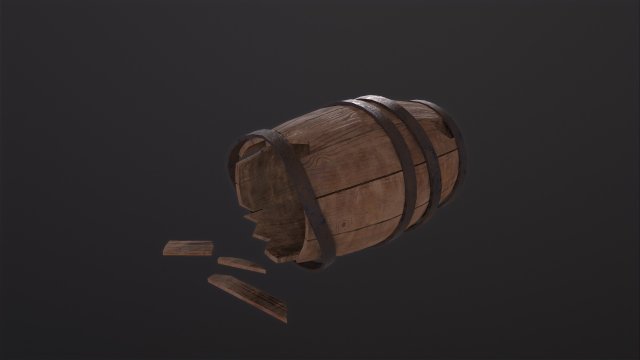 Broken Barrel Model 3D .c4d .max .obj .3ds .fbx .stl .blend 