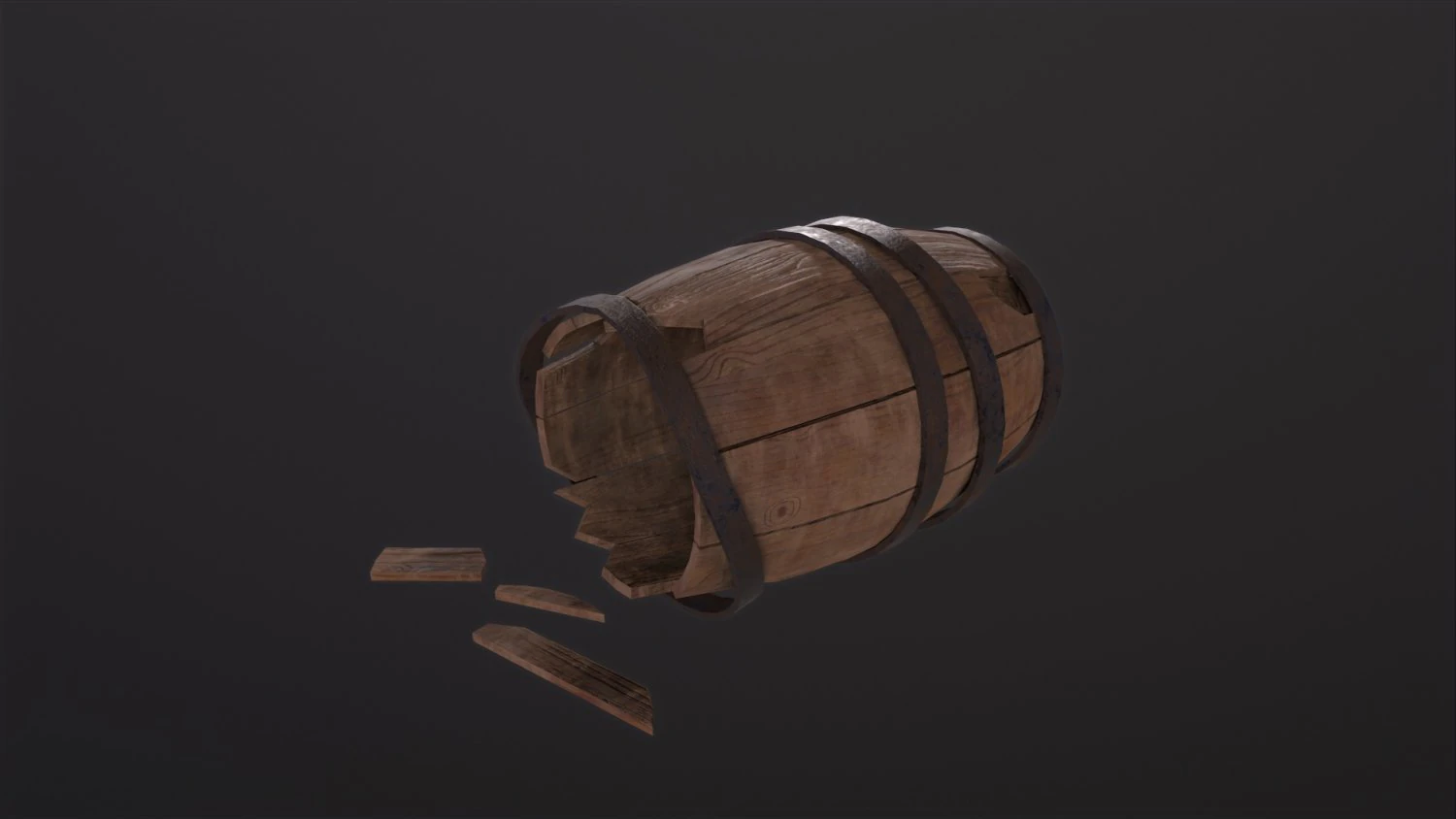Broken Barrel 3D Model .c4d .max .obj .3ds .fbx .stl .blend