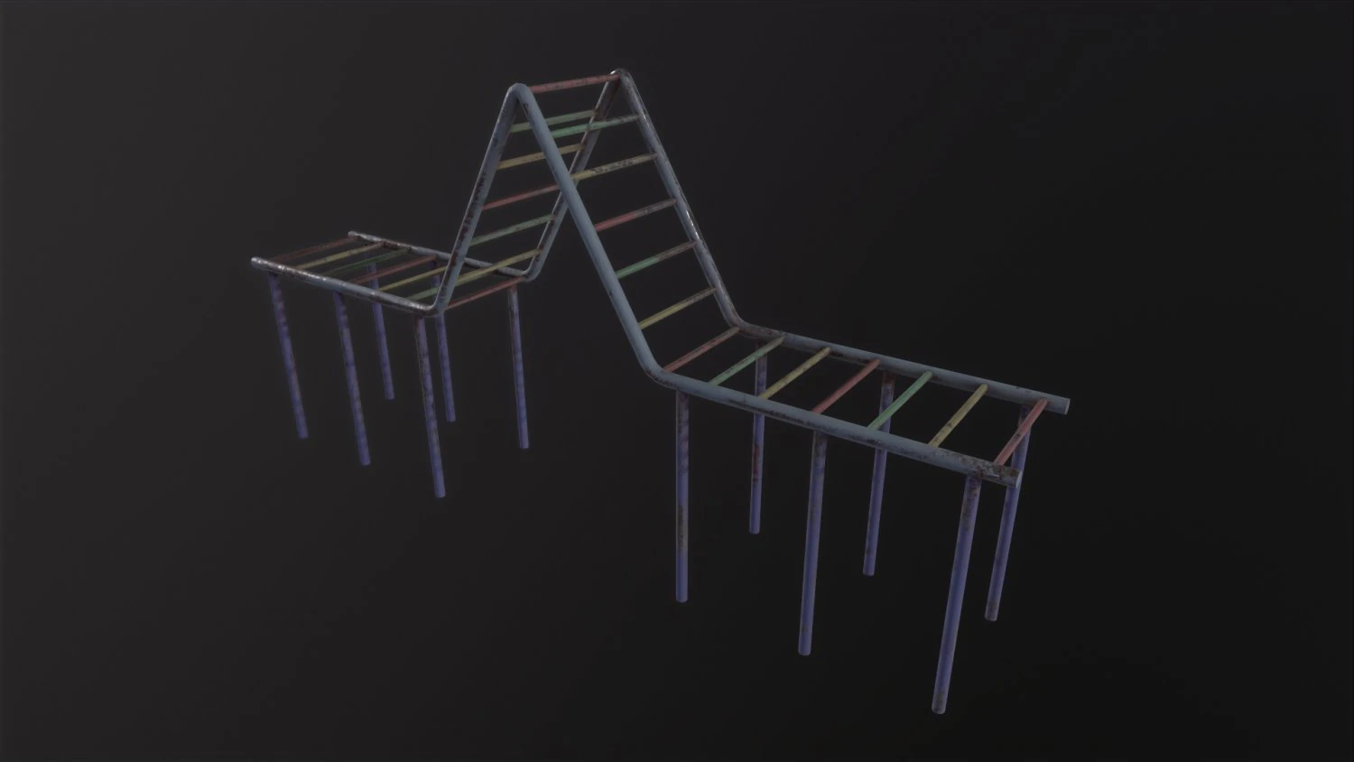 Soviet Oldschool Monkey Bars 3D Model .c4d .max .obj .3ds .fbx .stl .blend 