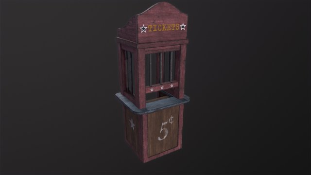 Circus ticket stall Model 3D .c4d .max .obj .3ds .fbx .stl .blend 