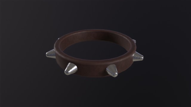 Spiked Collar 3D Model .c4d .max .obj .3ds .fbx .stl .blend 