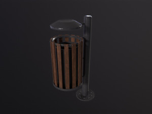 Wood Trash Bin 3D Модель