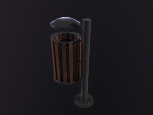 Wood Trash Bin Modèle 3D