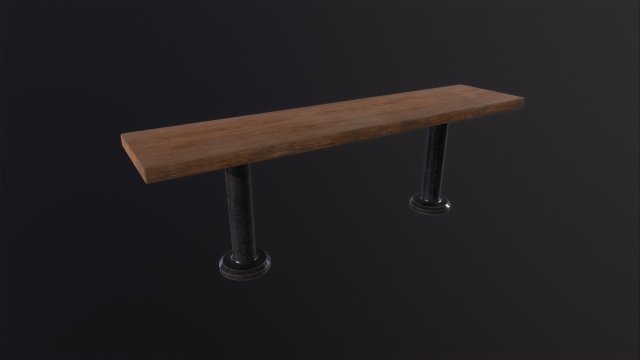 Old Wooden Bench 3D Model .c4d .max .obj .3ds .fbx .stl .blend 