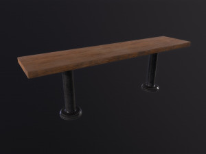 Old Wooden Bench 3D Model