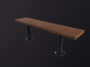 Old Wooden Bench 3D Model