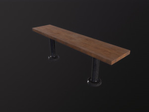 Old Wooden Bench 3D Model
