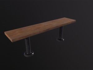 Old Wooden Bench 3D Model