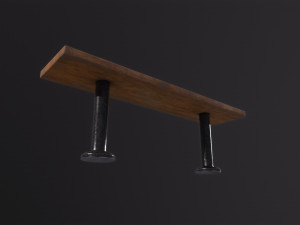 Old Wooden Bench 3D Model