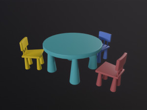 Kids Table and Chairs Modèle 3D