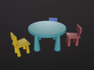 Kids Table and Chairs 3D Model