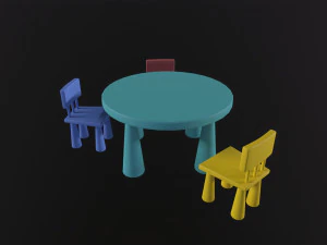 Kids Table and Chairs 3D Model